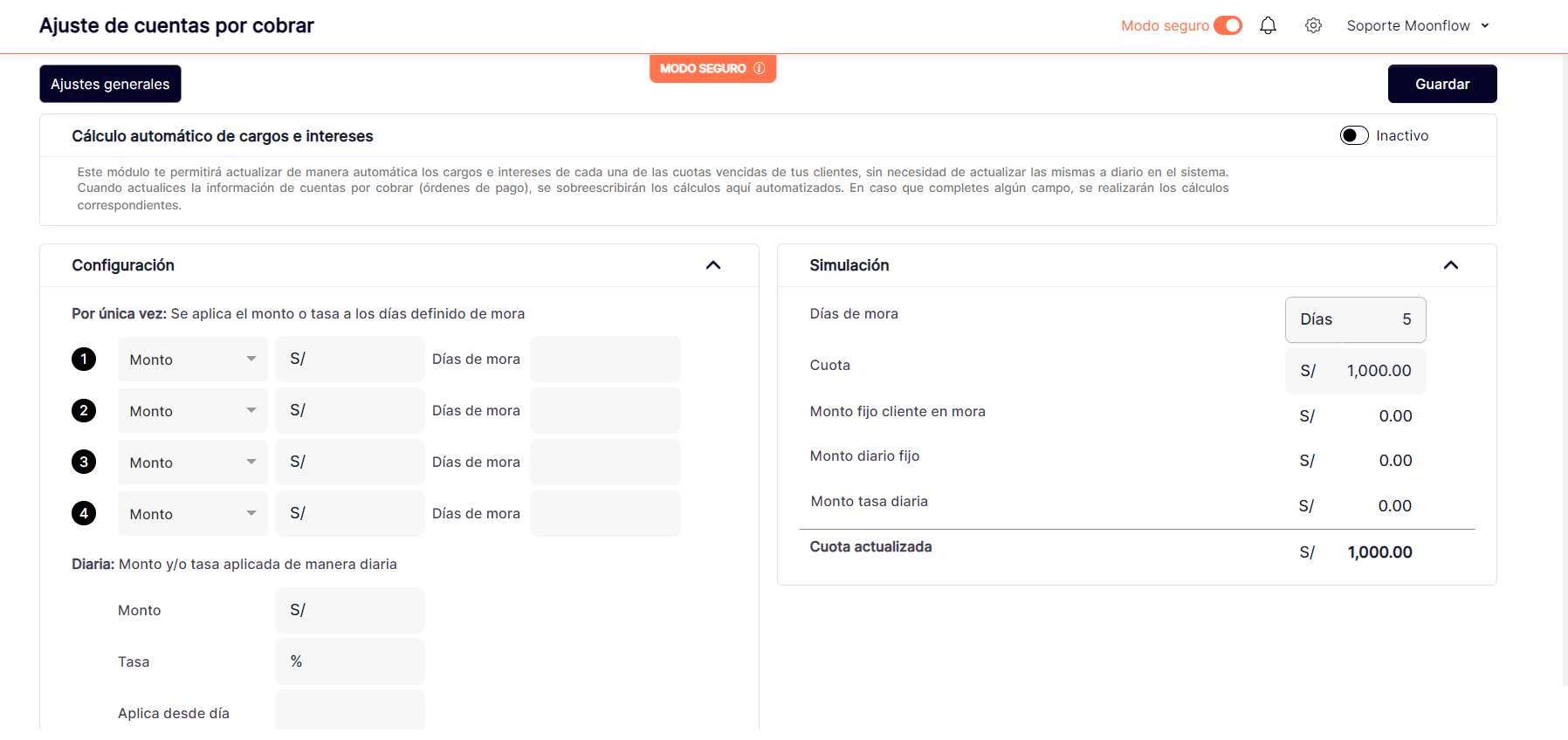Moonflow - Cargo Mora e intereses